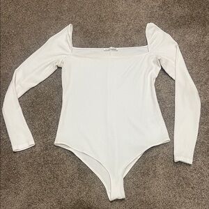 Reformation, white bodysuit. Cap sleeve, square neck. Size Large. Worn once.
